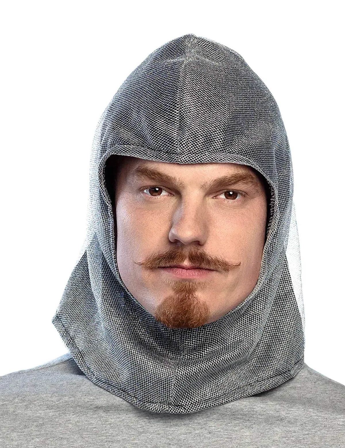Středověká šedá kukla pro dospělý s efektem kroužkové zbroje