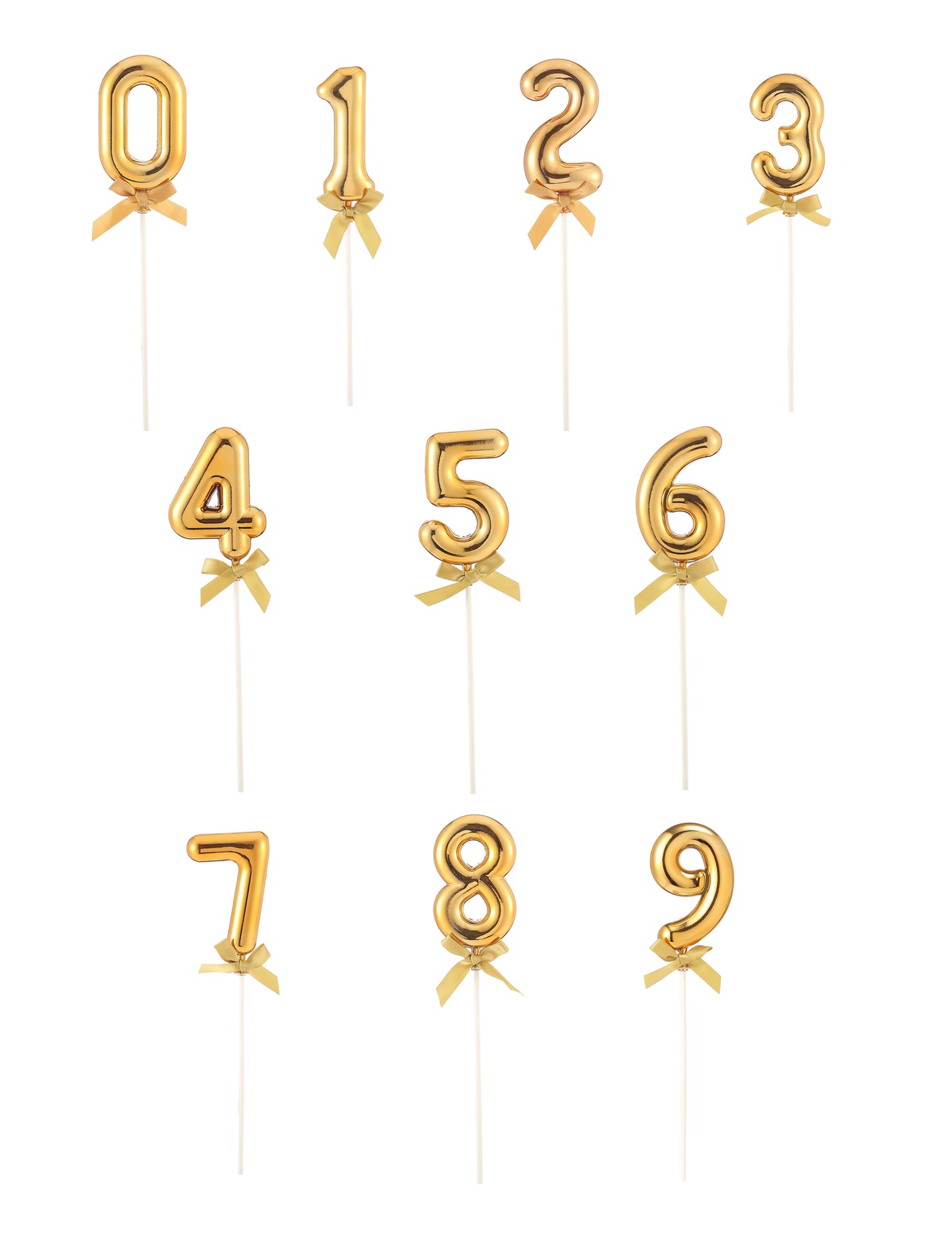 Cake topper chiffre doré avec nœud 12,7 cm pour anniversaire