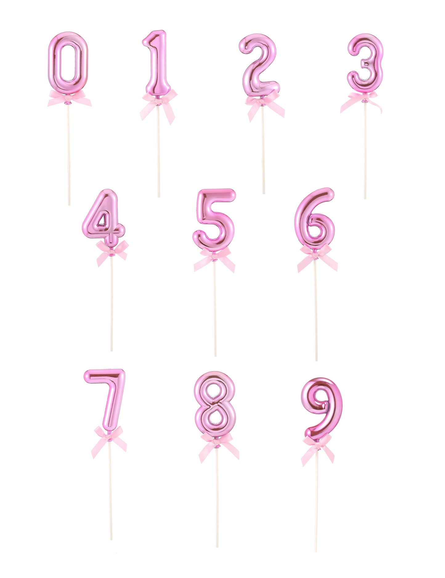 Topper růžové číslo s mašličkou 12.7 cm na narozeninový dort