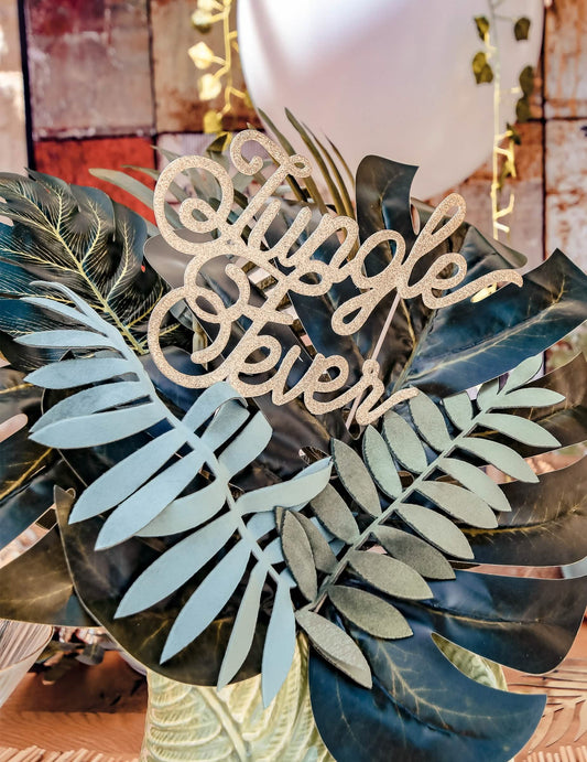 Cake topper Jungle Fever doré pailleté en bois