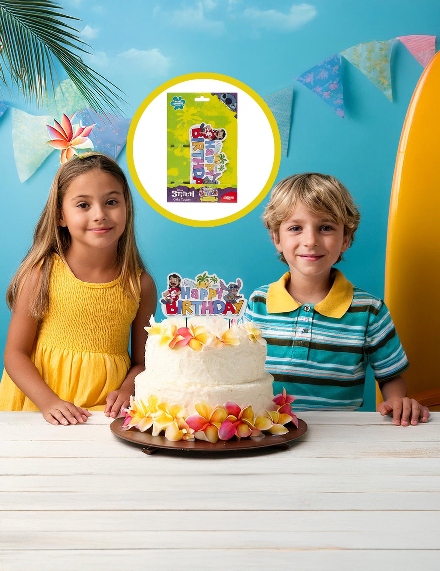 Cake topper Happy Birthday Stitch 17,5 cm