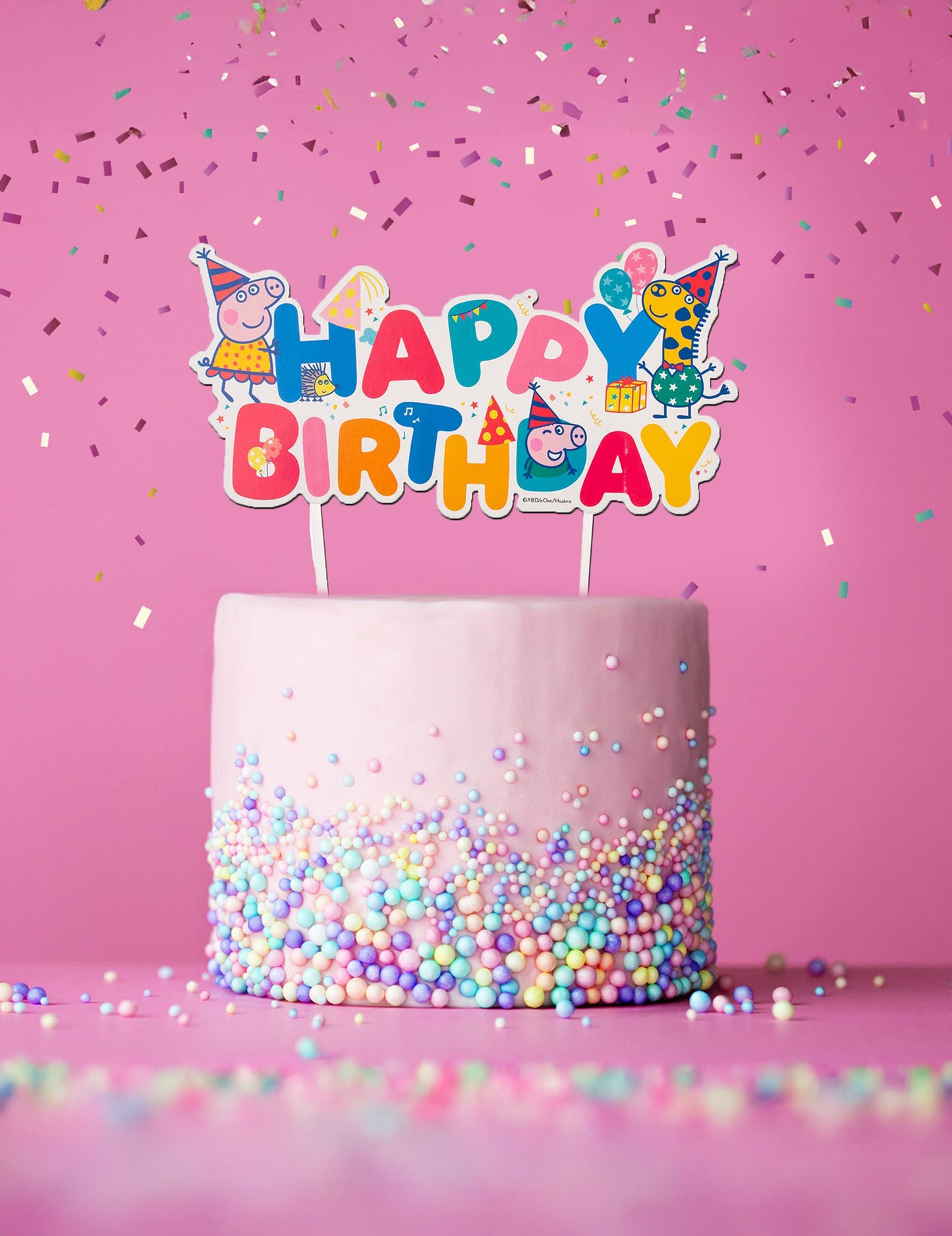 Ozdoba na dort Všechno nejlepší k narozeninám Prasátko Peppa 17 cm