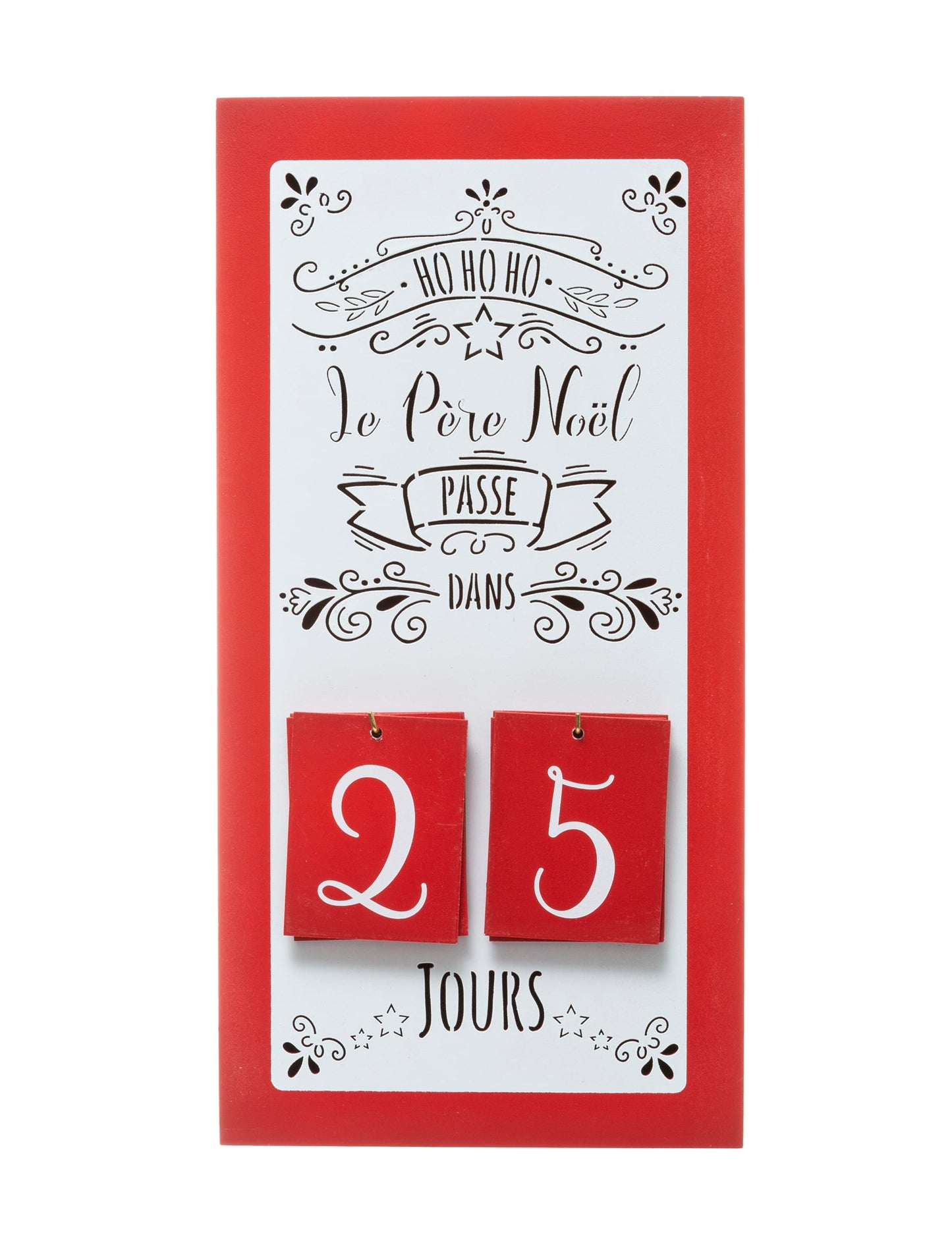Calendrier de l'avent en bois Père Noël rouge et blanc avec compteur
