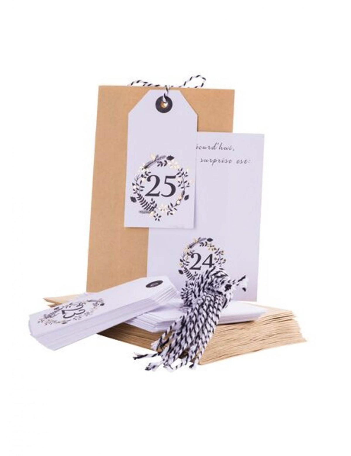 Adventní kalendář jolis moments 25 kapsiček k personalizaci kraft a bílá