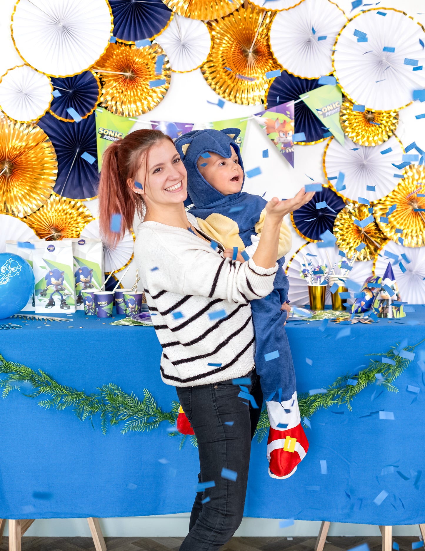 Modré konfetové dělo 20 cm