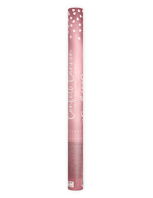 Vue d'ensemble du canon à confettis coeur rose gold