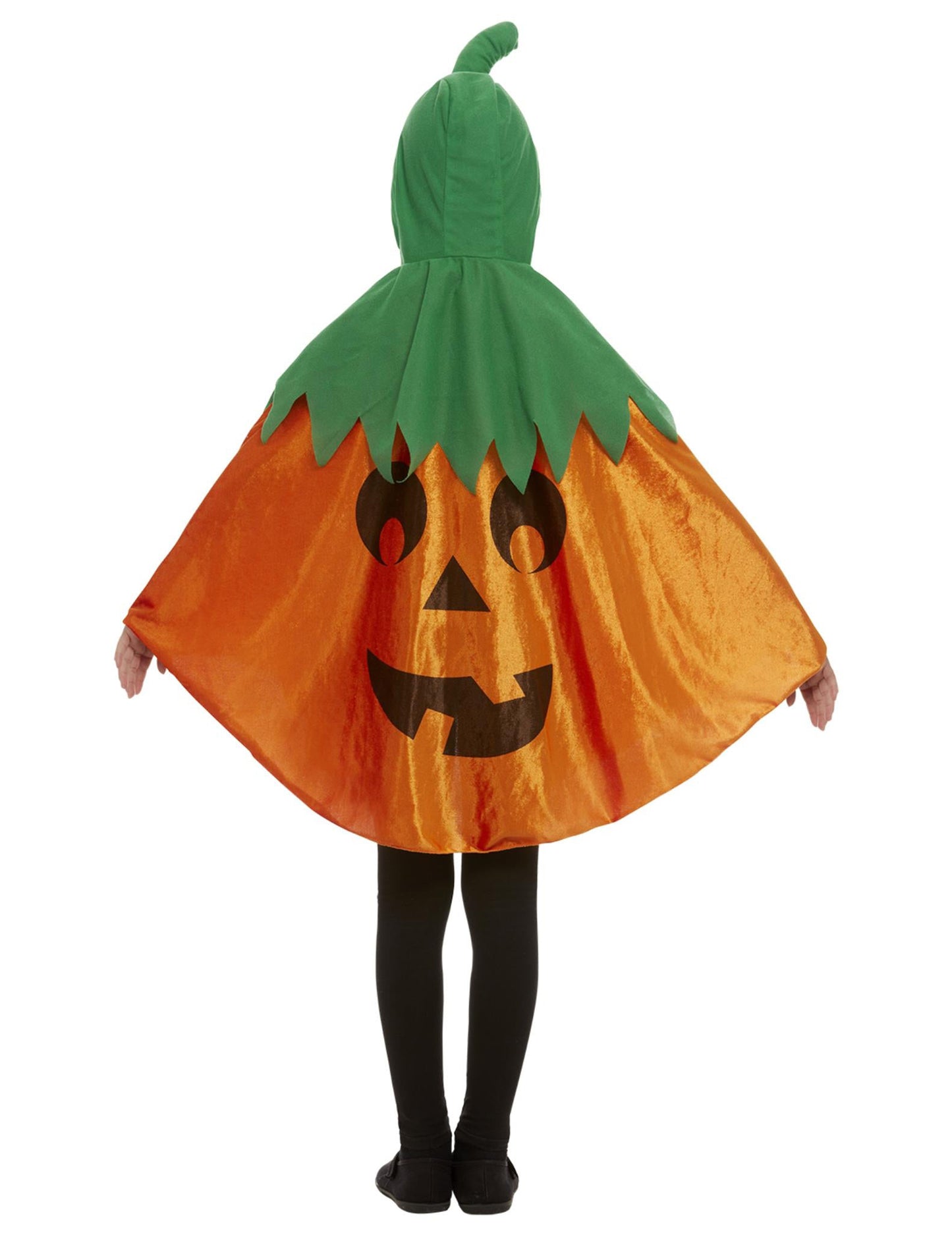 Vue de dos de la cape citrouille à capuche pour enfant