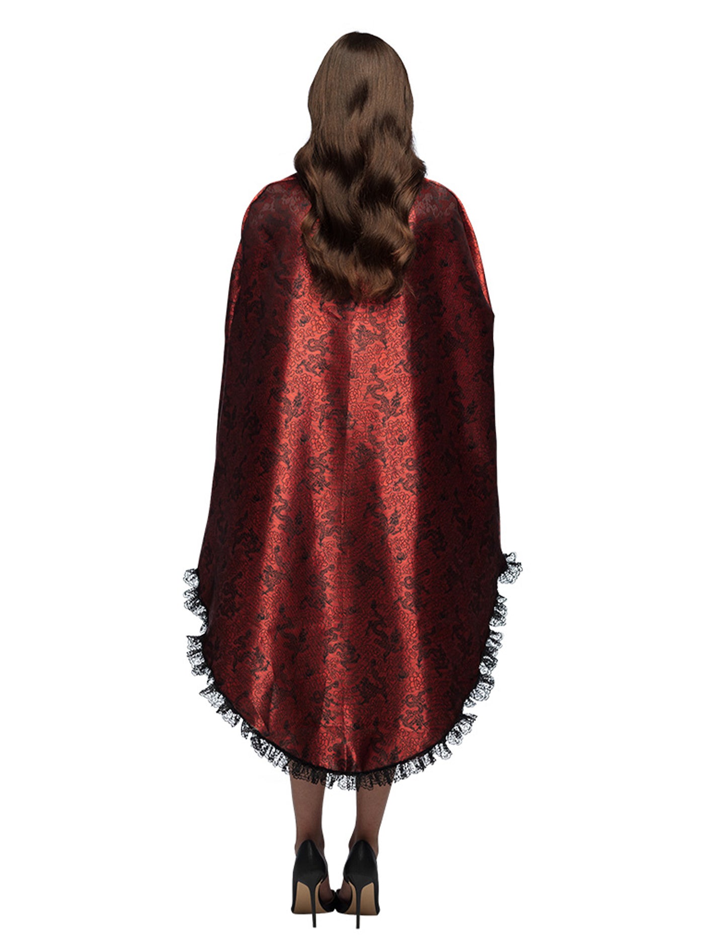 Červený upíří plášť s krajkou pro dospělé