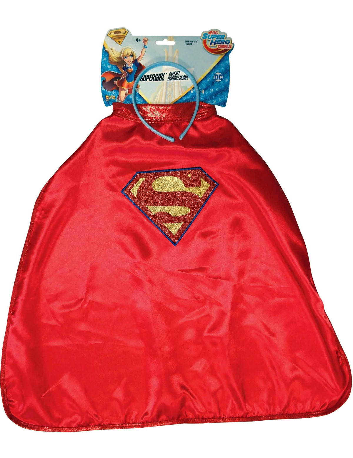 Čelní pohled na plášť a čelenku Supergirl Super Hero Girls