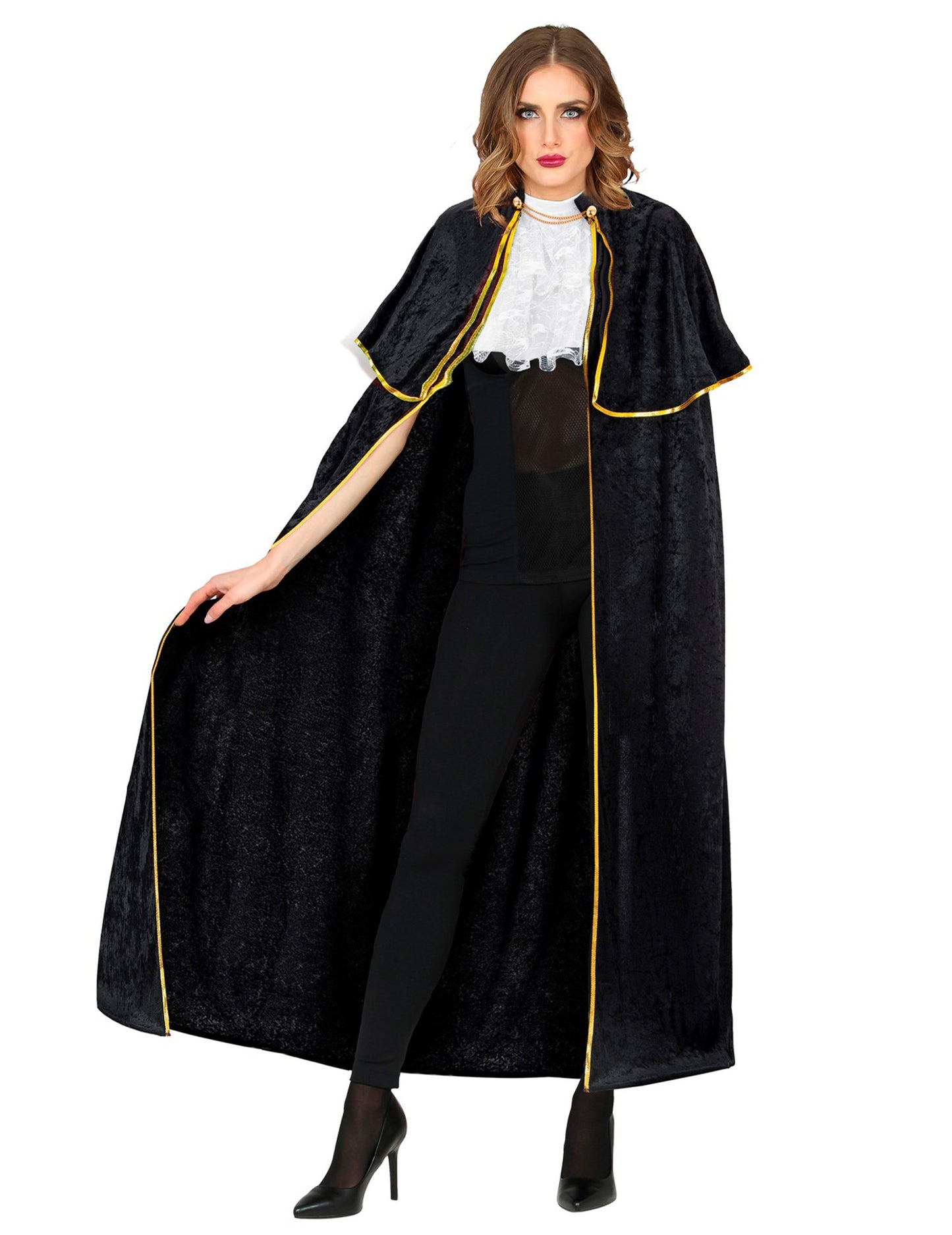 Dospělý benátský svůdný plášť s černým jabotem