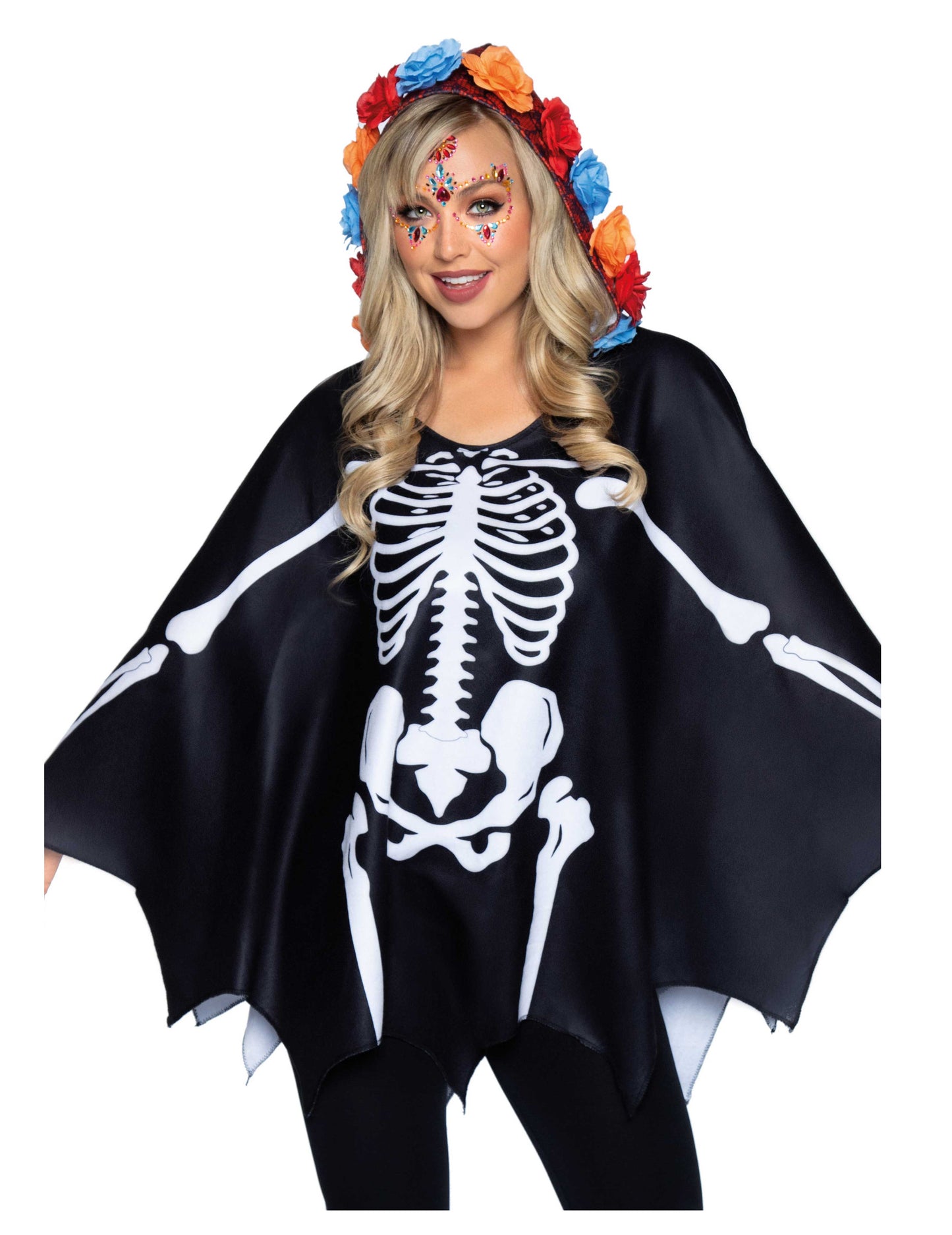 Dámská černá pláštěnka s kostlivcem