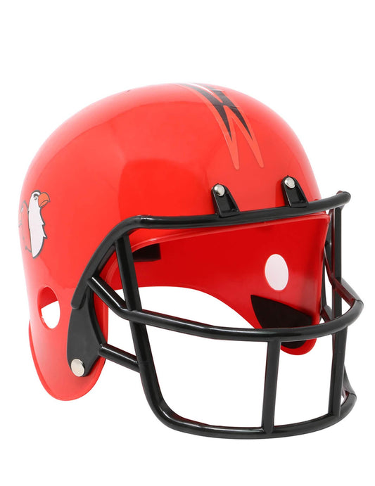 Vue de trois-quarts du casque joueur football pour adulte rouge