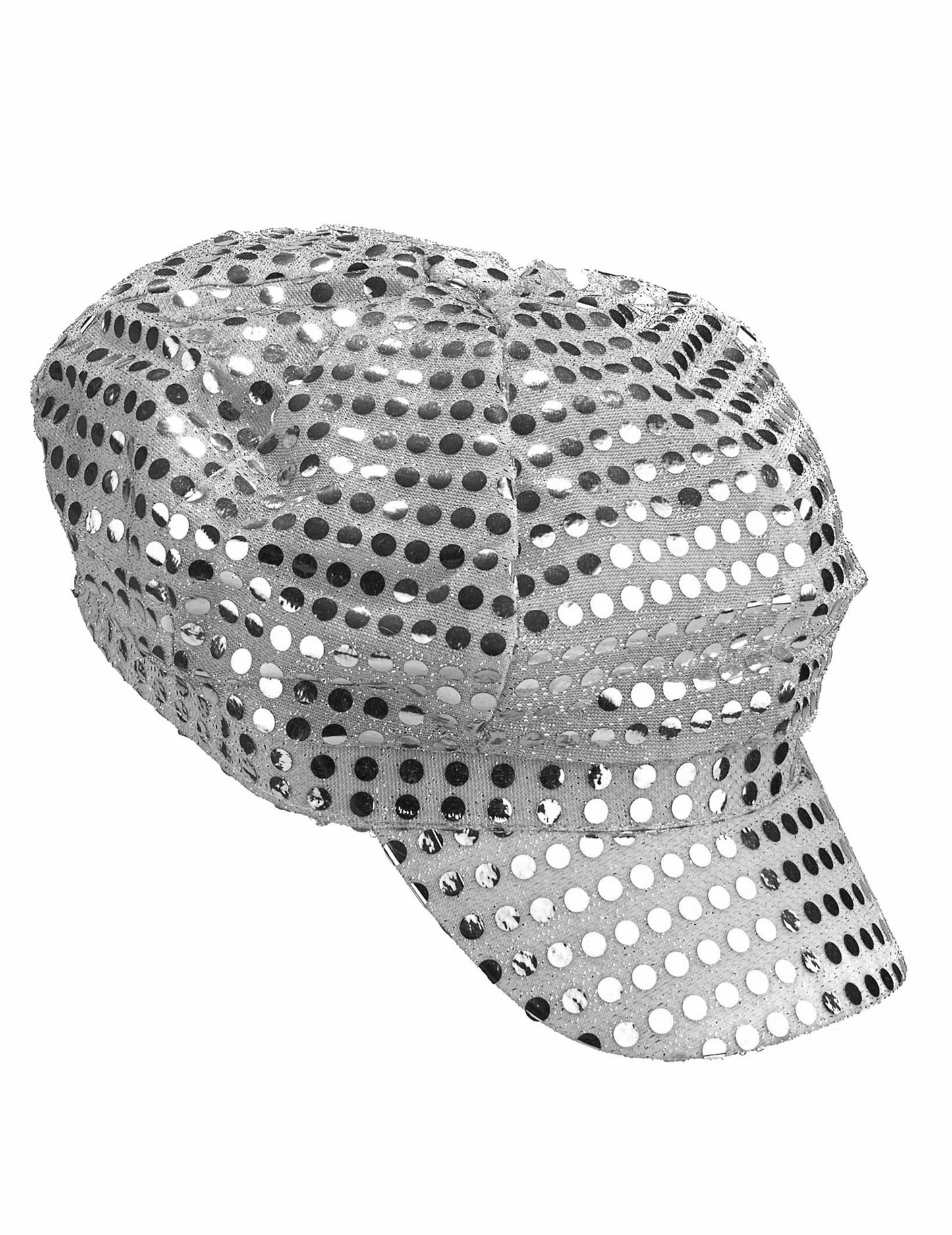 Stříbrná flitrovaná diskotéková čepice pro dospělé
