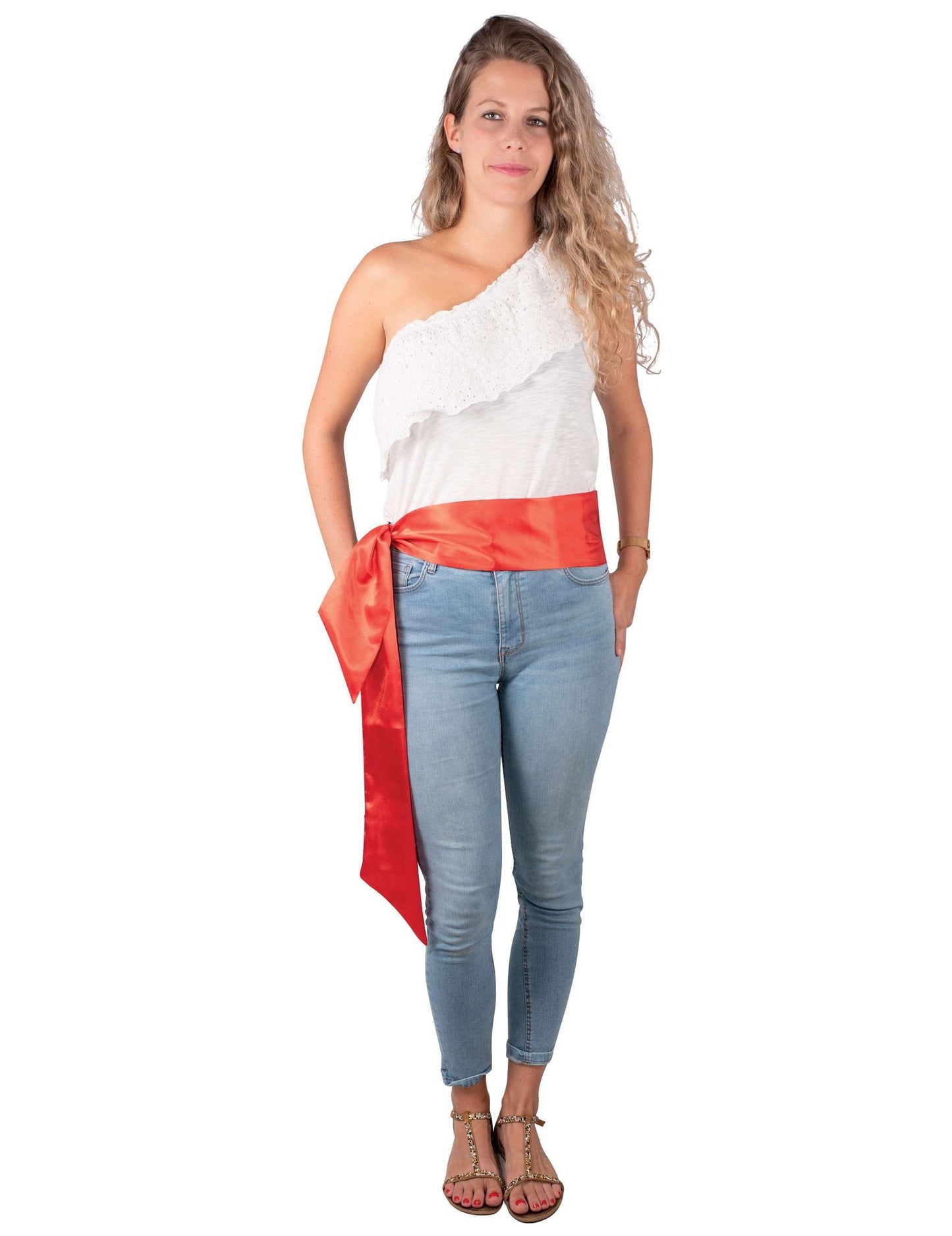 Červený saténový pásek pro dospělé Feria