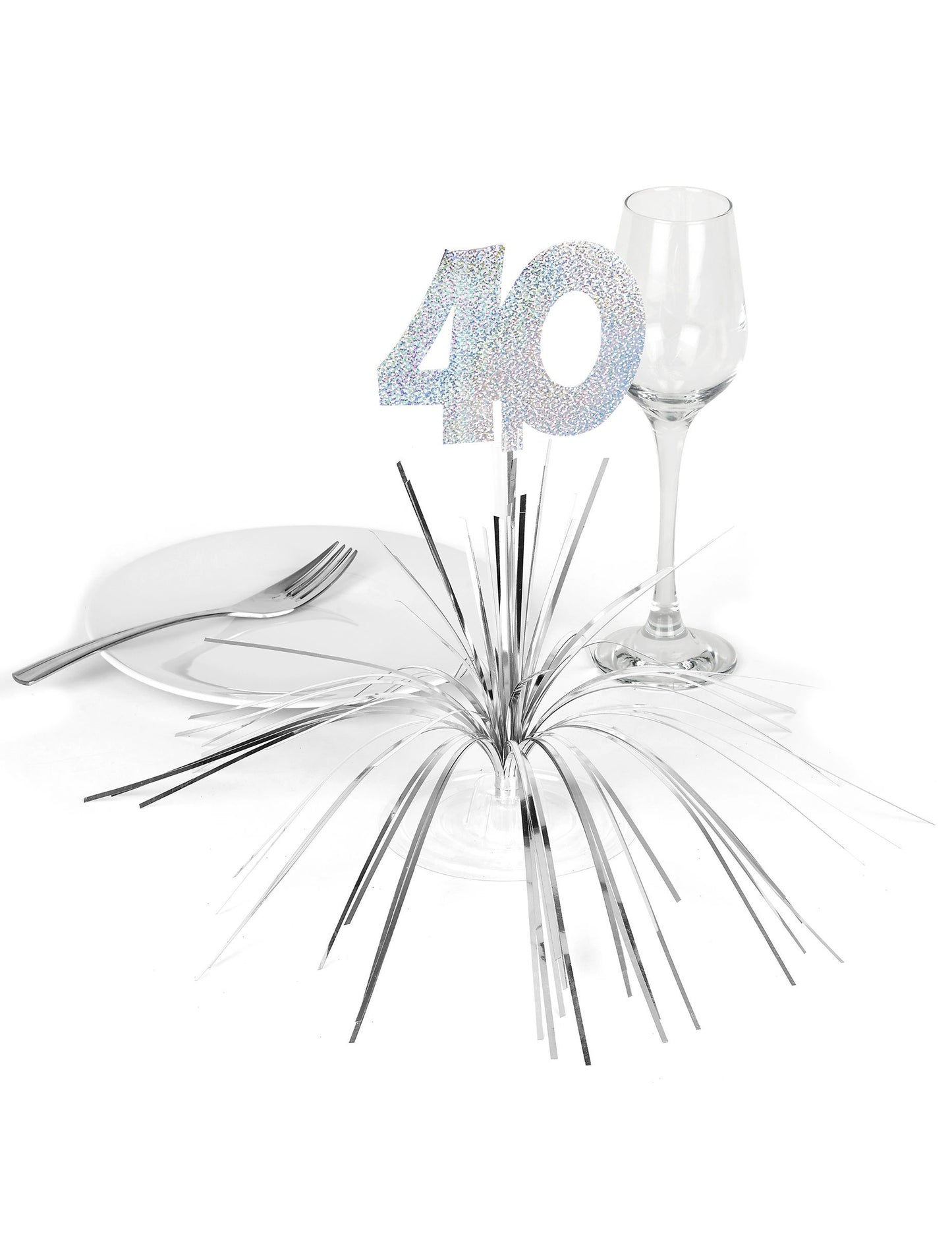 Mise en scène sur une table du centre de table 40 ans pour anniversaire