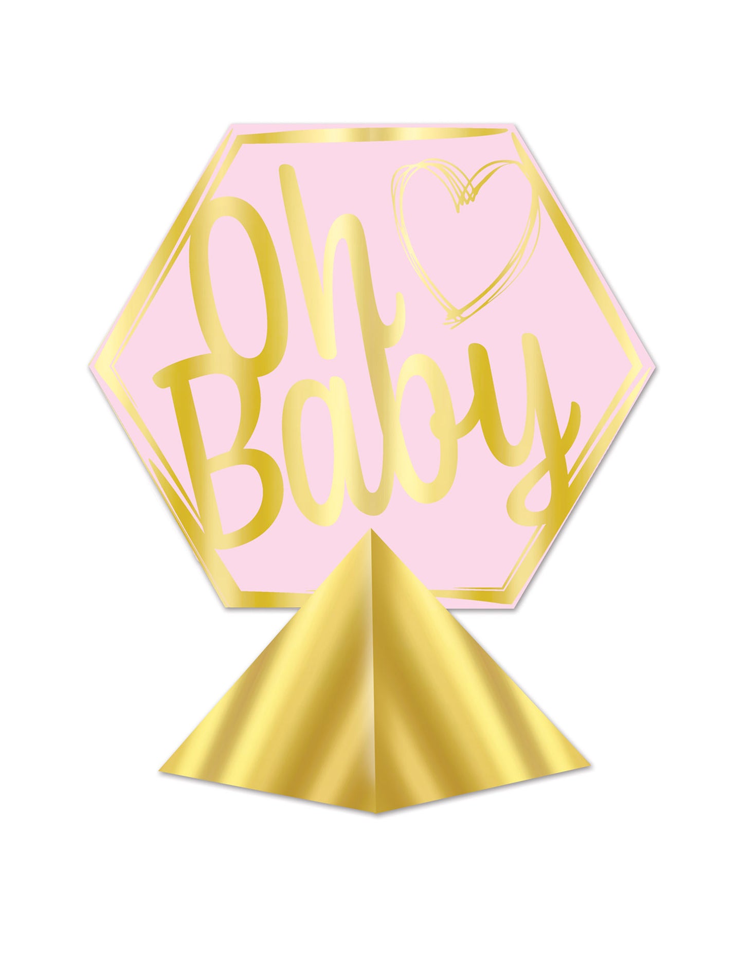 Oh baby růžový a zlatý kartonový střed 29 x 26 cm miminko