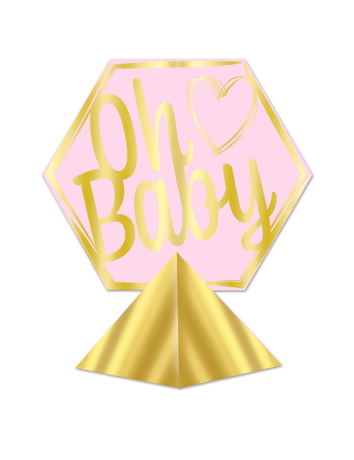 Středový dekor Oh Baby pro baby shower růžová a zlatá
