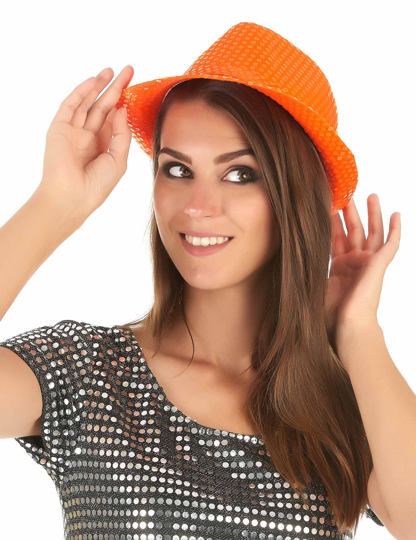 Oranžový flitrovaný klobouk Borsalino pro dospělé