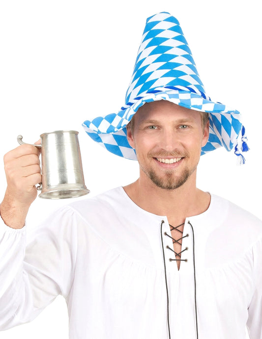 Modrobílý bavorský klobouk pro dospělé