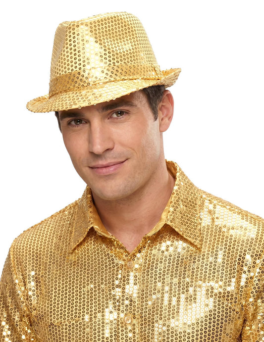 Borsalino klobouk pro dospělé se zlatými flitry