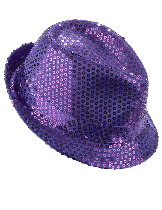 Dospělý fialový flitrovaný klobouk borsalino