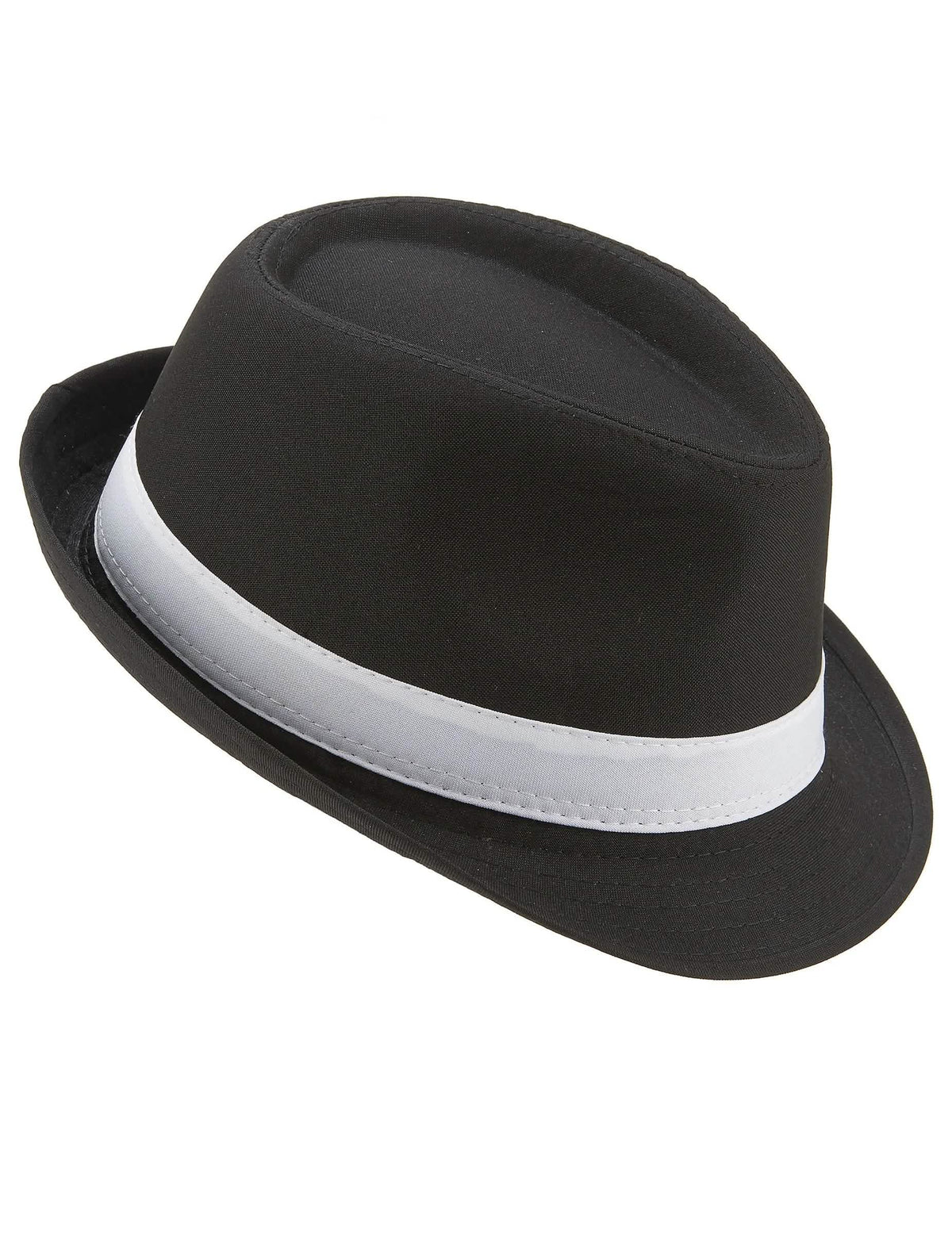 Luxusní černý klobouk borsalino s bílým páskem pro dospělé