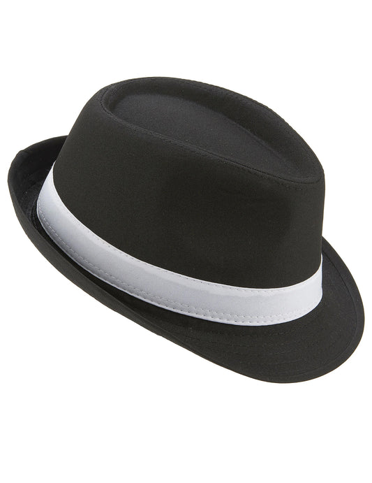 Luxusní černý klobouk borsalino s bílým páskem pro dospělé