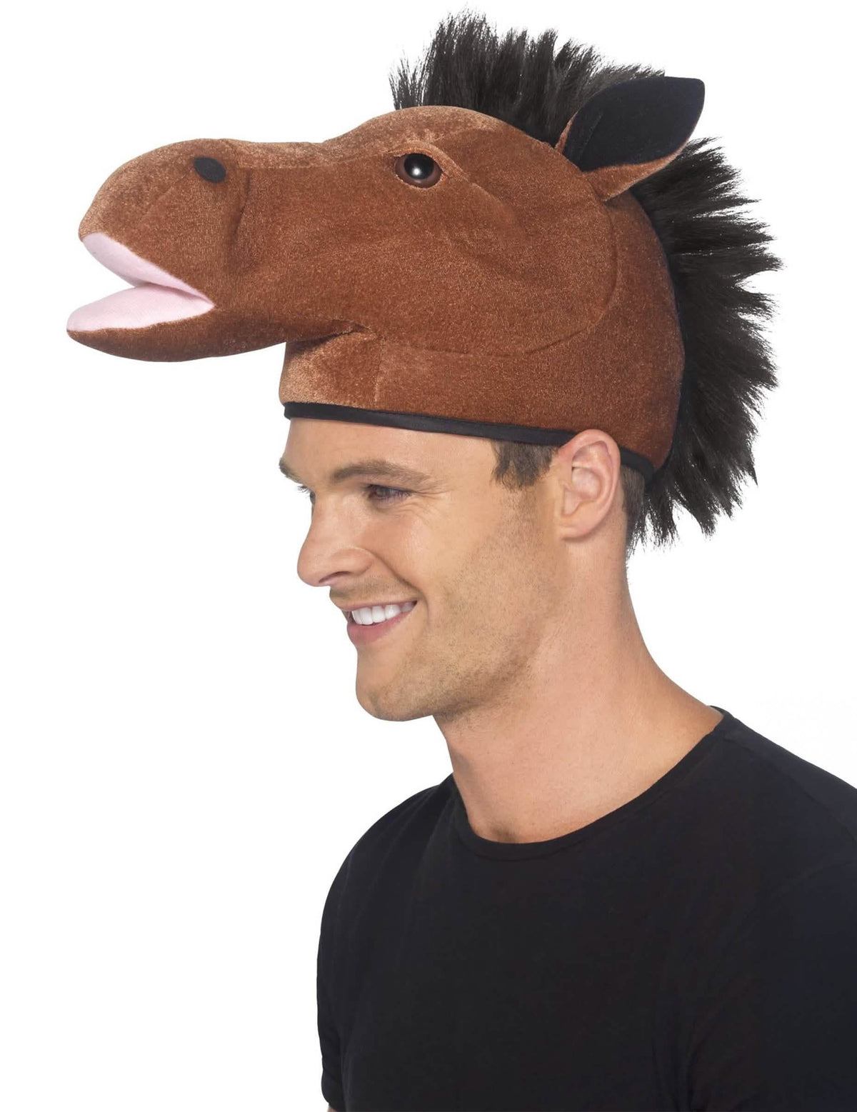 Klobouk kůň pro dospělého hnědá s černou hřívou