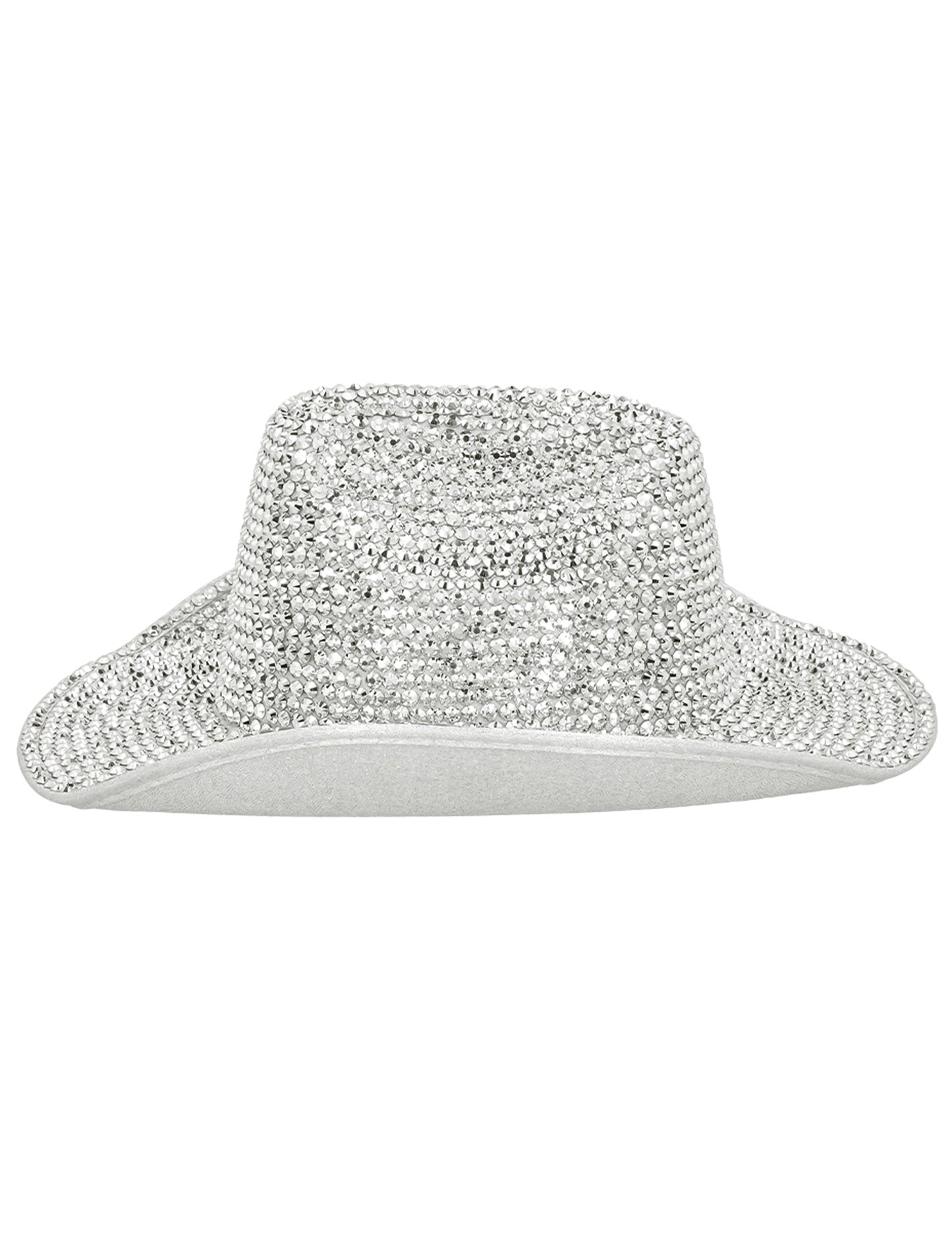 Kovbojský klobouk s kamínky pro dospělé stříbrného barvy