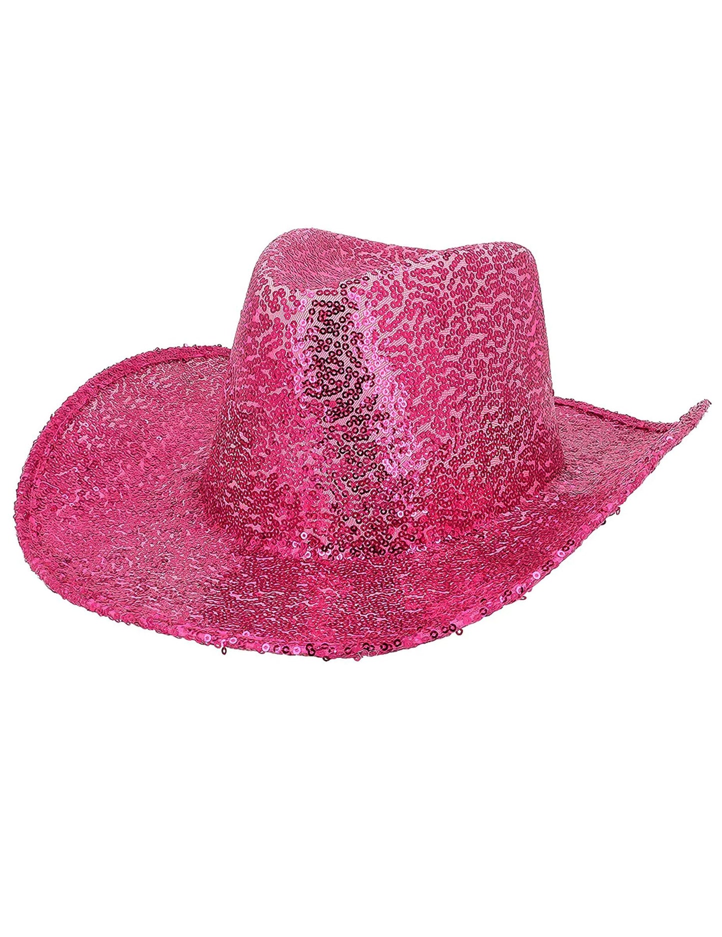 Kovbojský klobouk s flitry pro dospělé v růžové fuchsiové barvě
