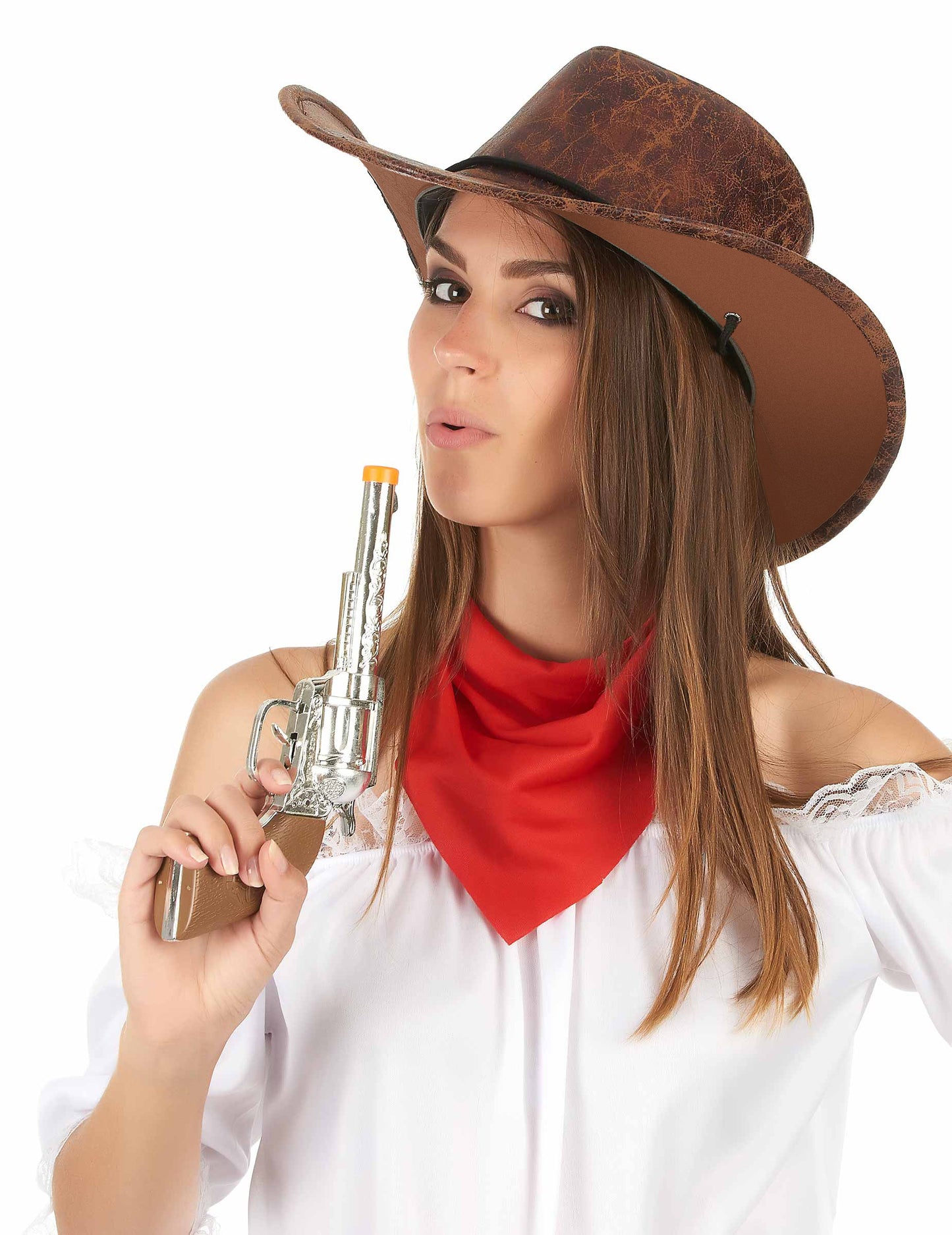 Kovbojský klobouk z umělé kůže hnědý pro dospělé