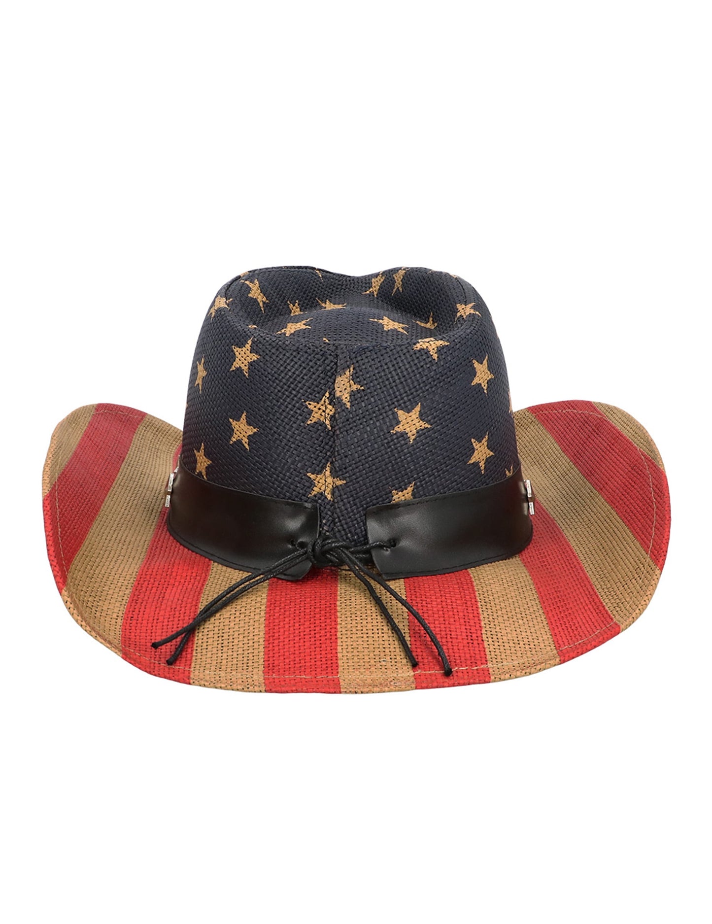 Chapeau de cowboy USA pour adulte aux motifs du drapeau américain bleu à étoiles et rayures rouges