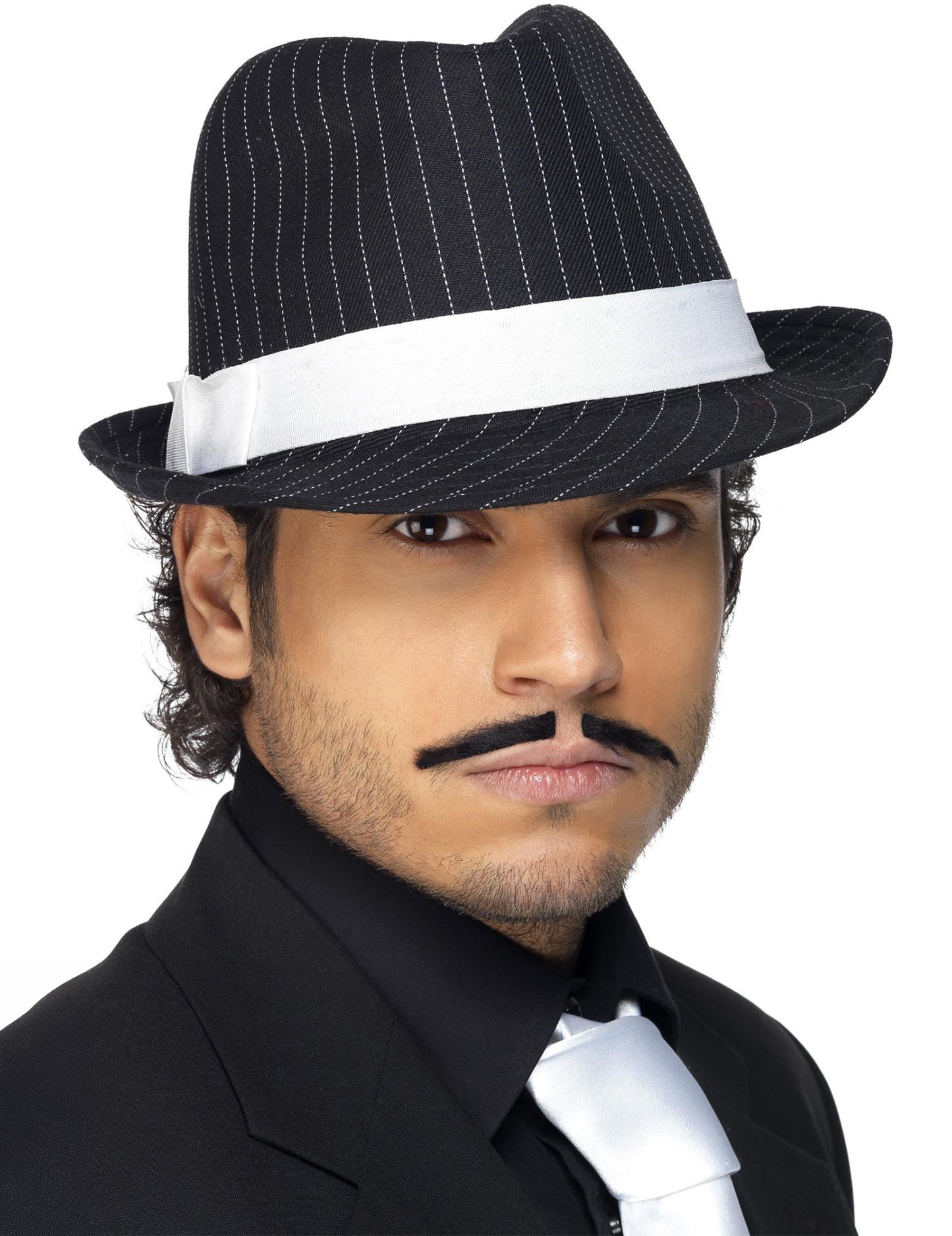 Černý pruhovaný gangsterský klobouk pro dospělé