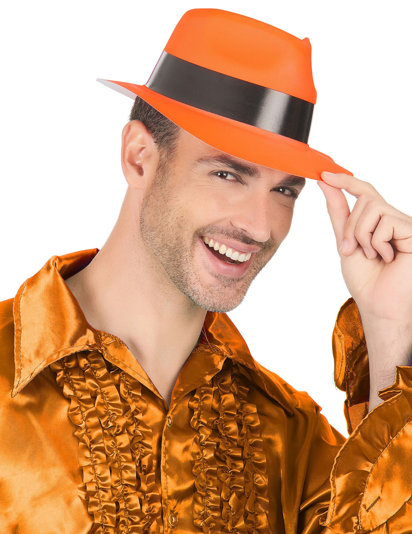 Dospělý neonovo oranžový gangsterský klobouk