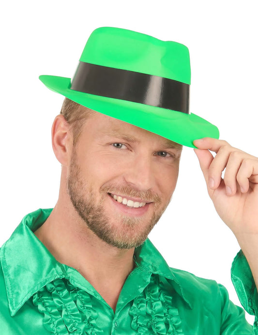 Dospělý neonovo zelený gangsterský klobouk