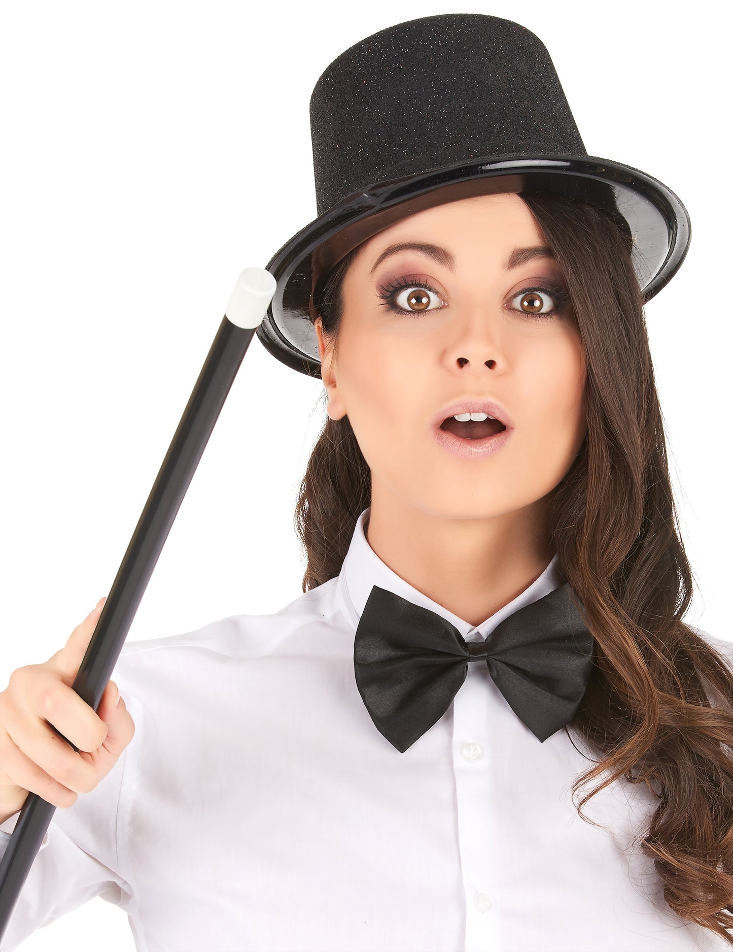 Černý třpytivý plastový cylindr pro dospělé