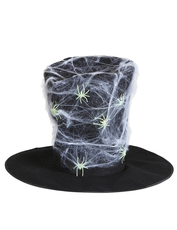 Klobouk ve tvaru klobouku s dospělými halloweenskými pavouky