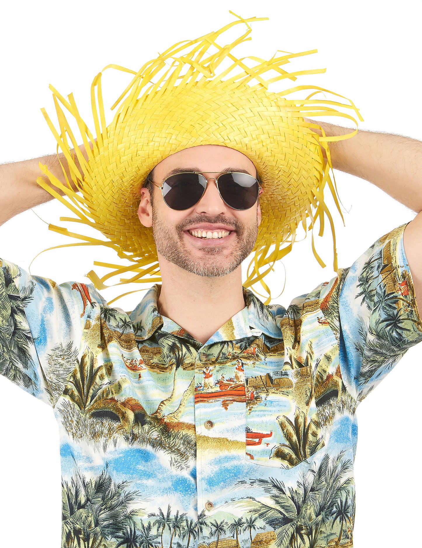 Žlutý havajský klobouk pro dospělé