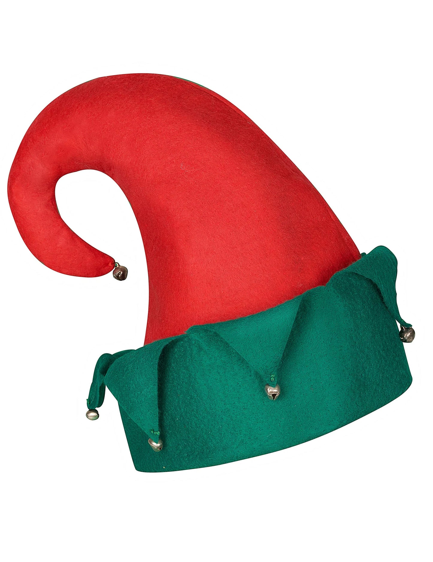 Vue de côté du chapeau de lutin avec grelots de Noël