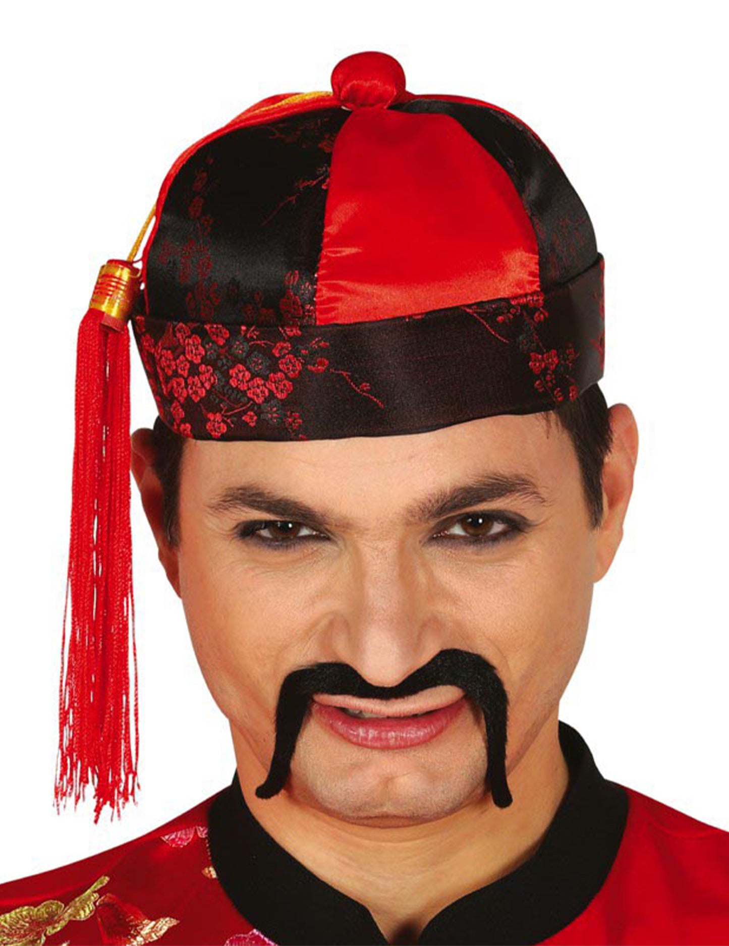 Pánský červeno-černý mandarínkový klobouk