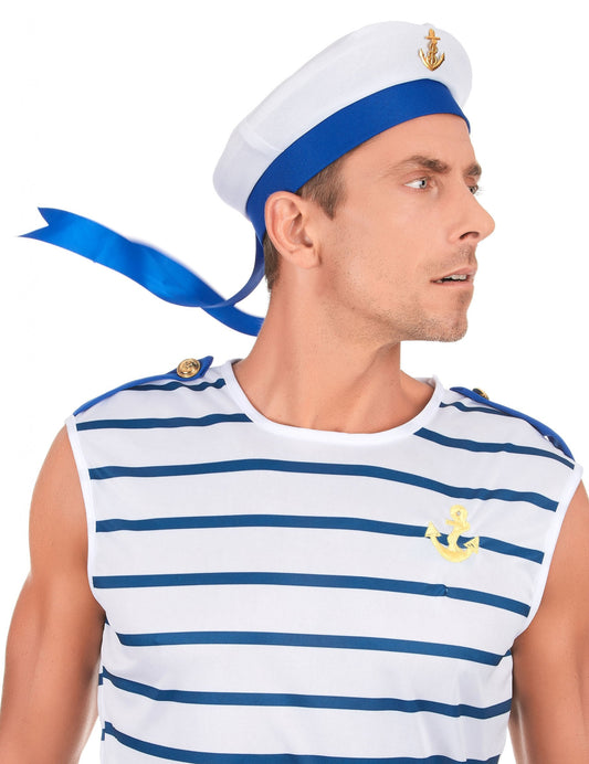 Vue de profil du chapeau marin avec ancre pour adulte