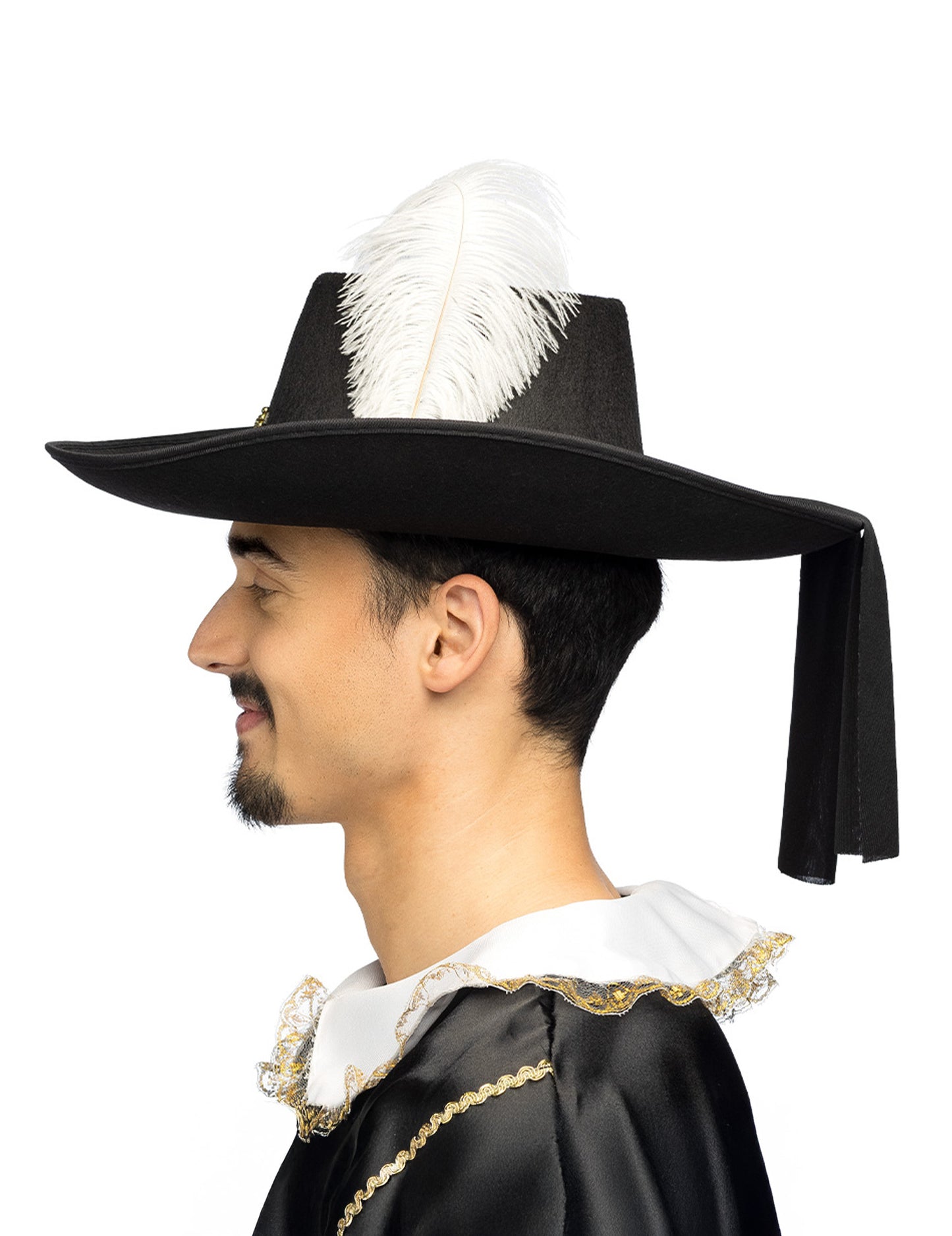 Černý mušketýrský klobouk pro dospělé