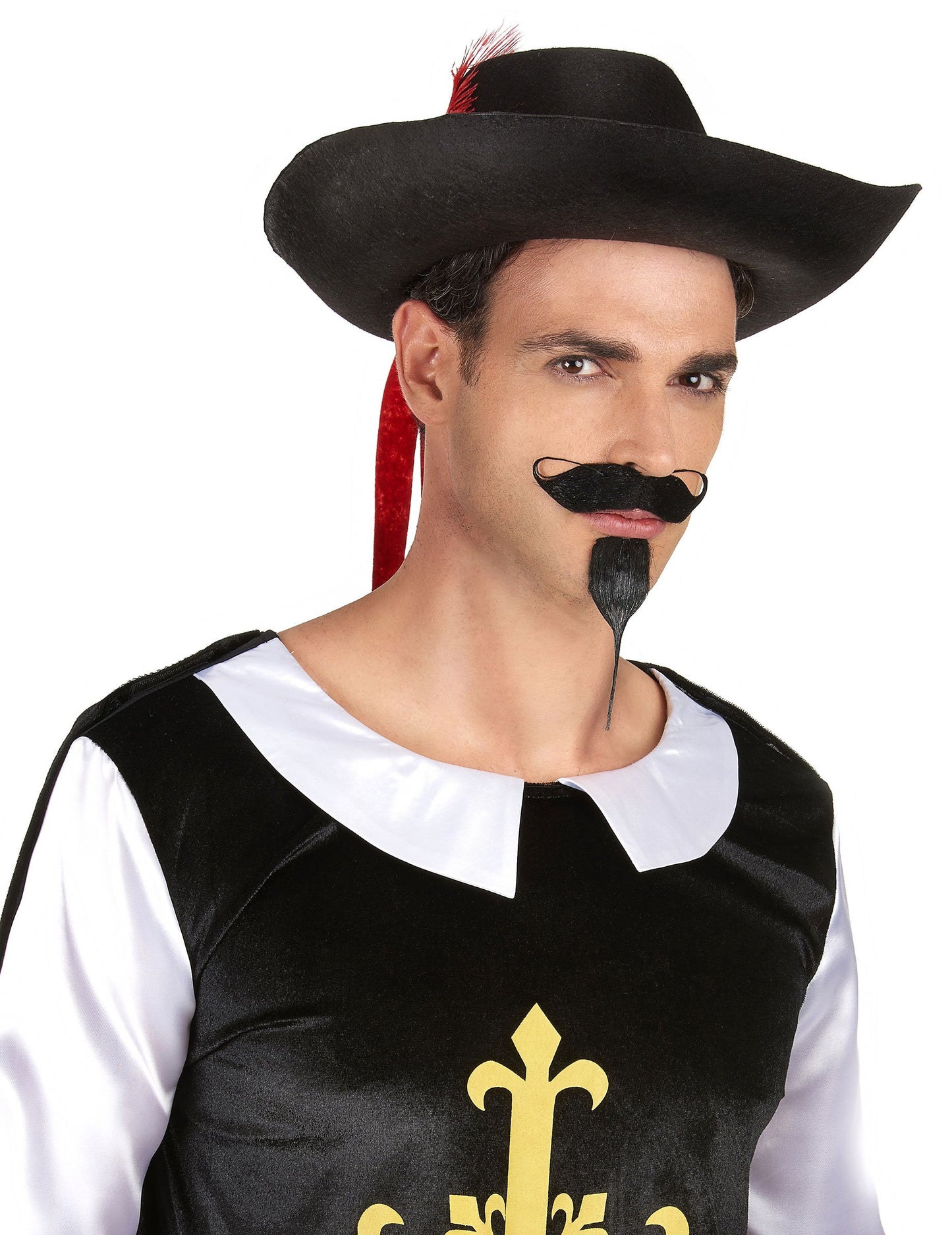 Černočervený mušketýrský klobouk pro dospělé