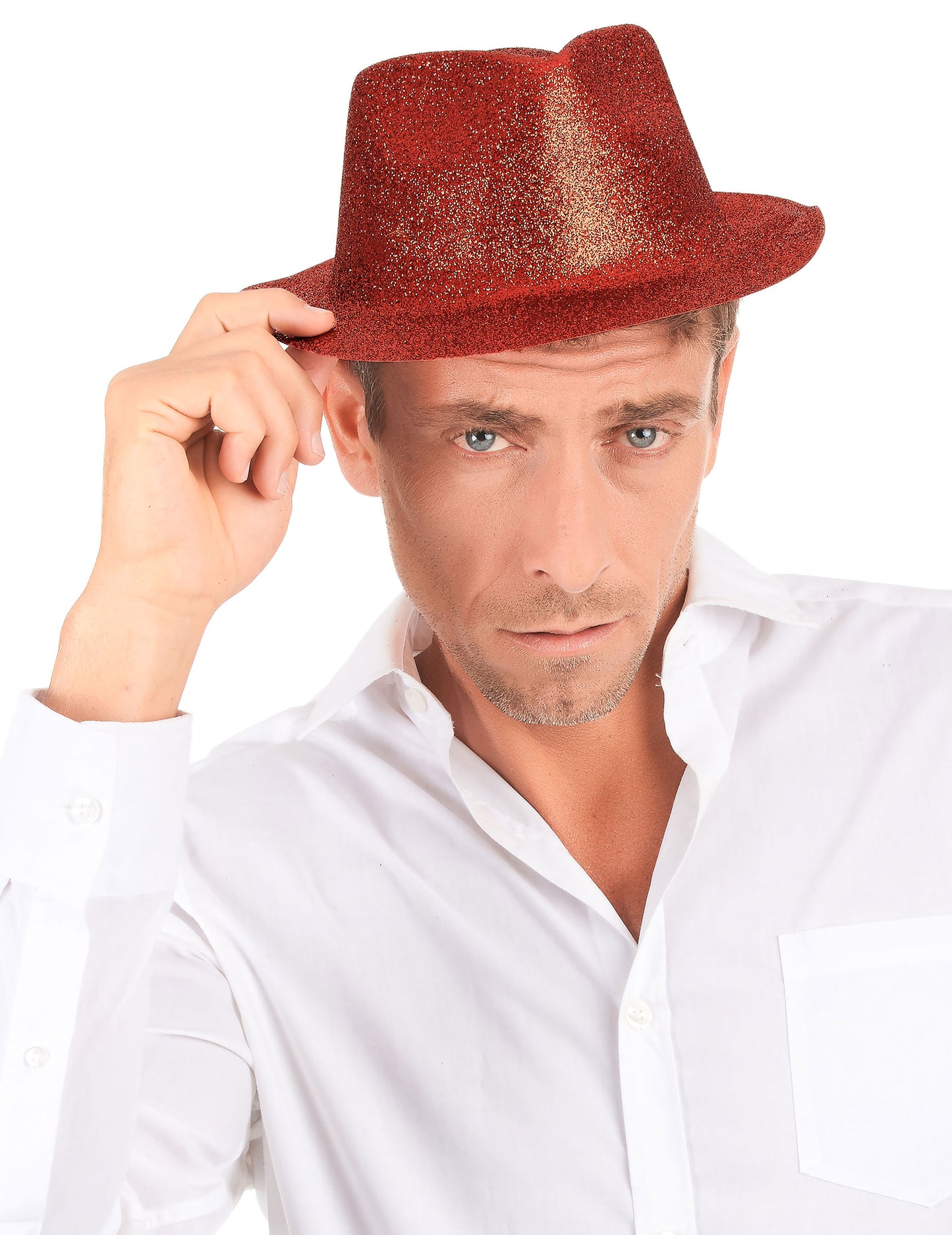 Červená flitrovaná čepice pro dospělé