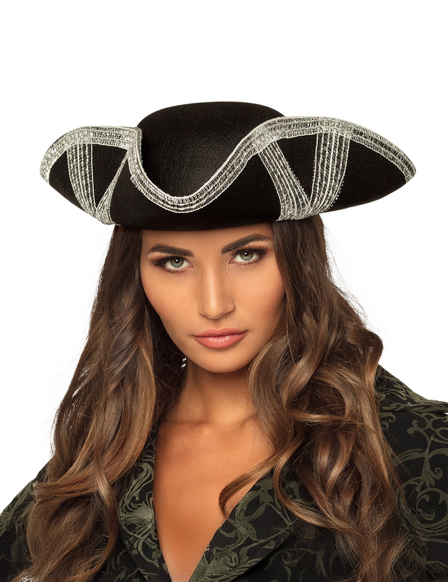 Pirátský klobouk pro dospělé se stříbrným lemováním