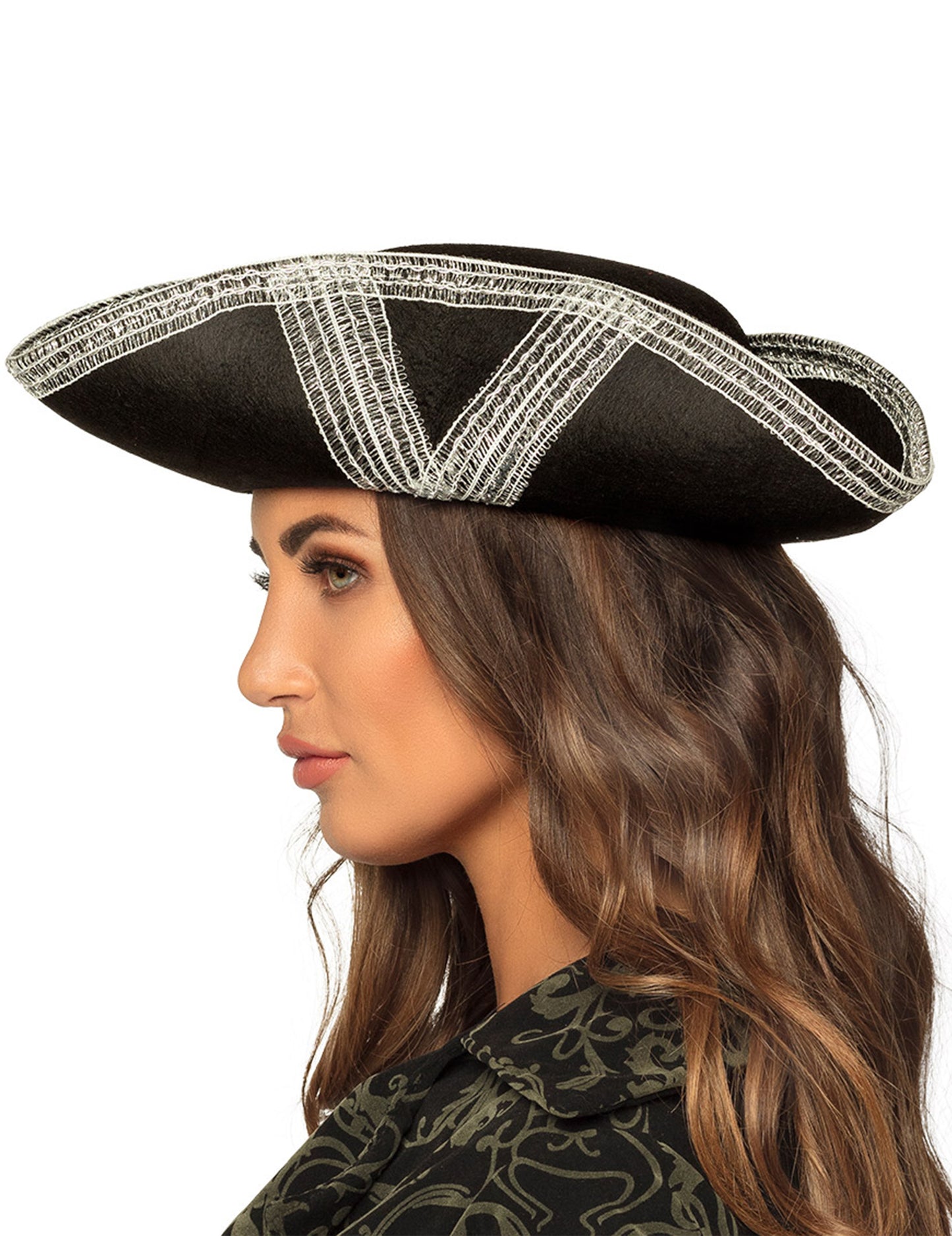 Pirátský klobouk pro dospělé se stříbrným lemováním