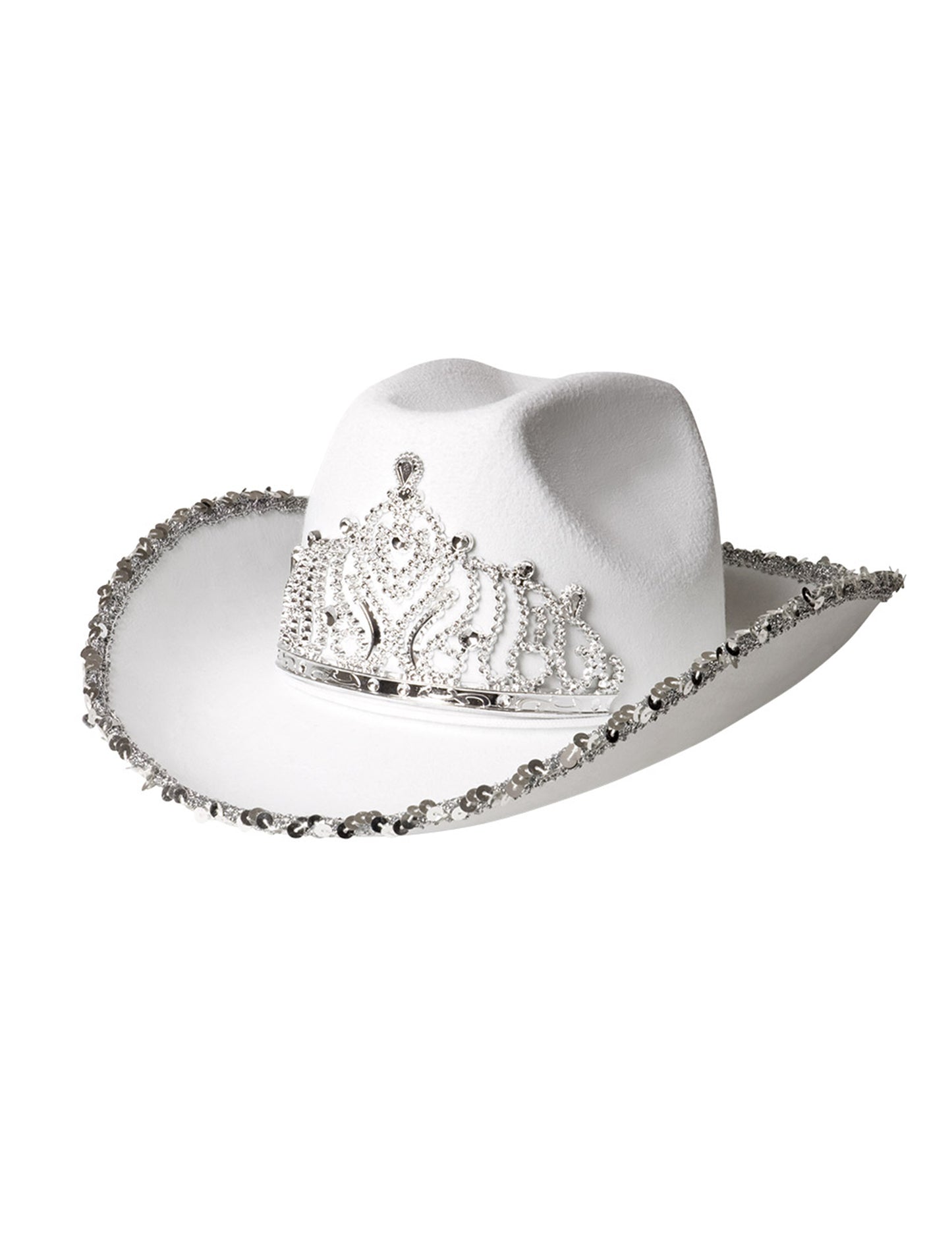 Dámský bílý kovbojský princeznovský klobouk