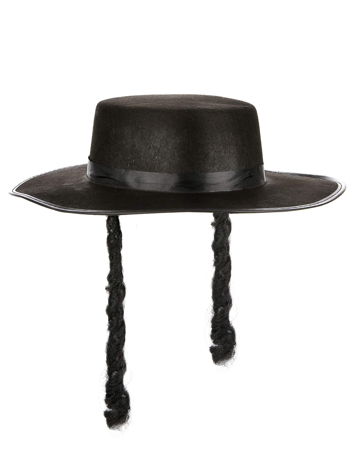 Čelní pohled na rabínský klobouk pro dospělý