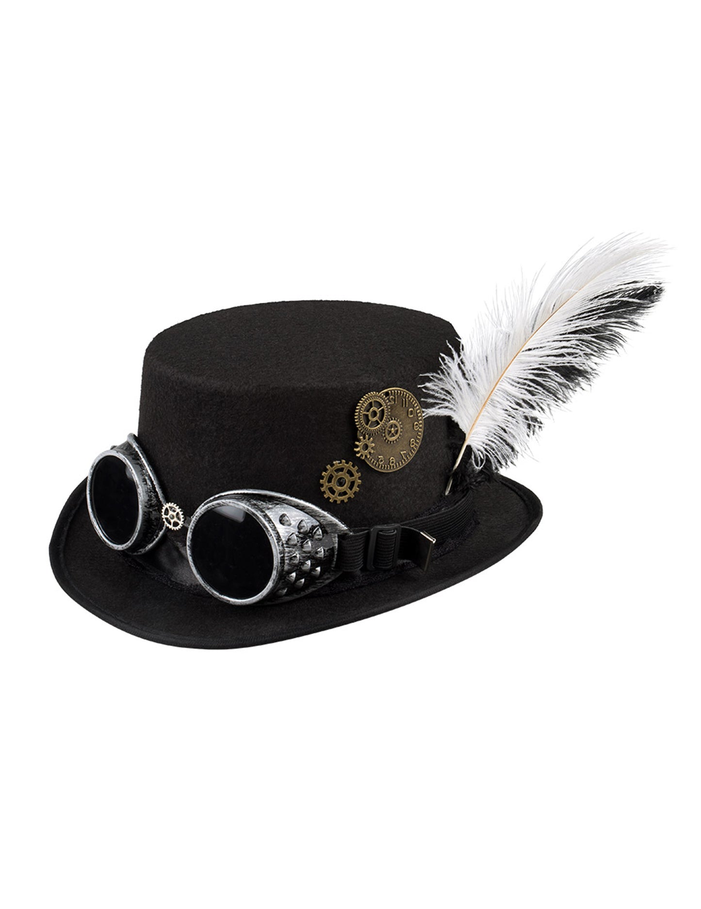 Steampunk klobouk s ozubenými koly a peřím pro dospělé