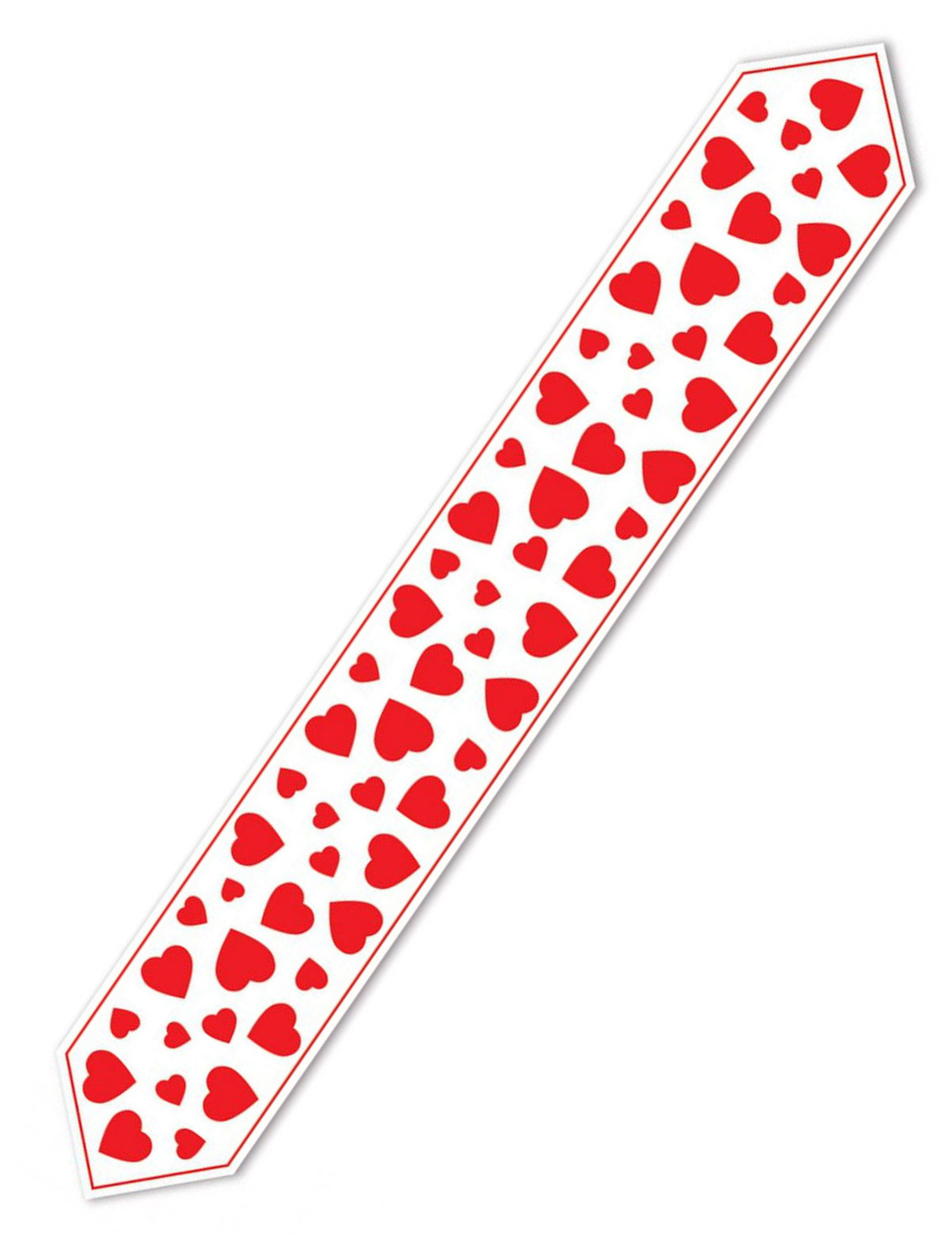 Bílá stolní cesta Červená srdce 28 cm x 1,82 m